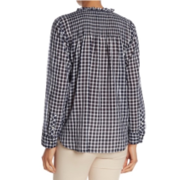 J.Crew | Gingham Pleated Bib Ruffle Trim Shirt NWT - Picture 2 of 7